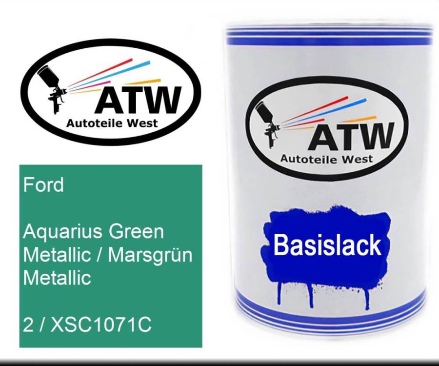 Ford, Aquarius Green Metallic / Marsgrün Metallic, 2 / XSC1071C: 500ml Lackdose, von ATW Autoteile West.